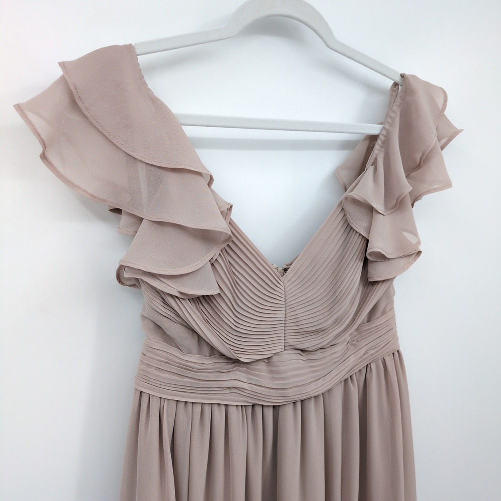 Birdy Grey Blush Chiffon Ruffle Strap Dress‎ Midi Maxi Coquette Romantic Small - Picture 4 of 9